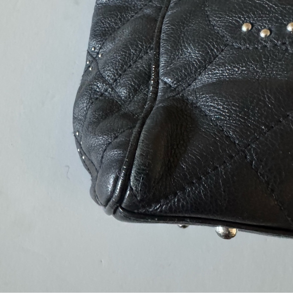 Brighton Black Leather Studded Flower Satchel Bag E603635 - Picture 4 of 13